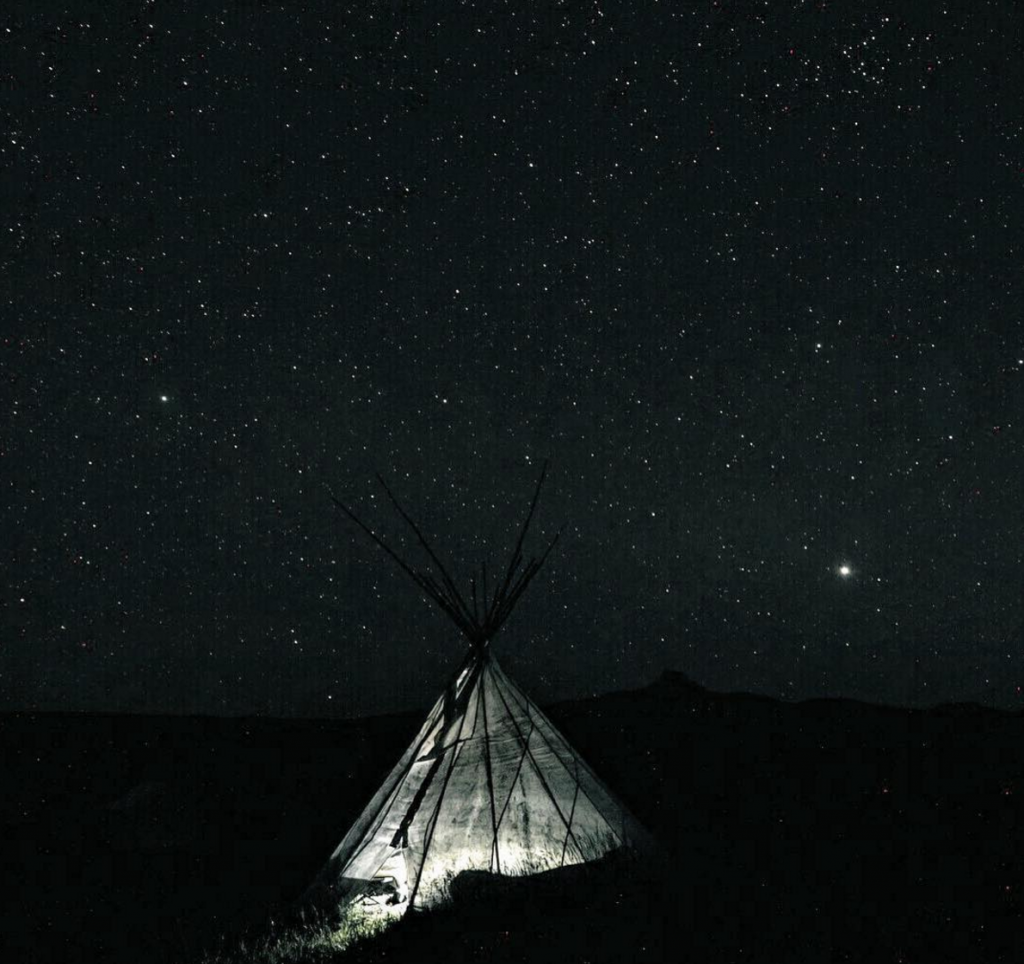 teepee camping night sky stars